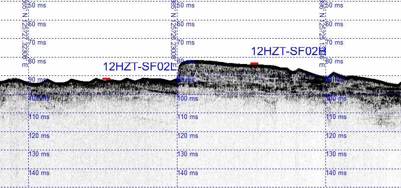 코어 12HZT-SF02H/L에서 천부 탄성파 자료.