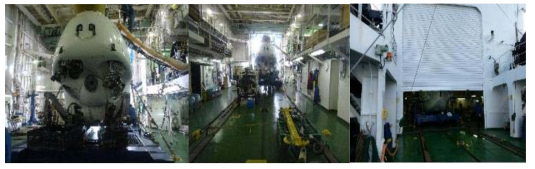 요코스카의 잠수정 격납고 및 방진대차