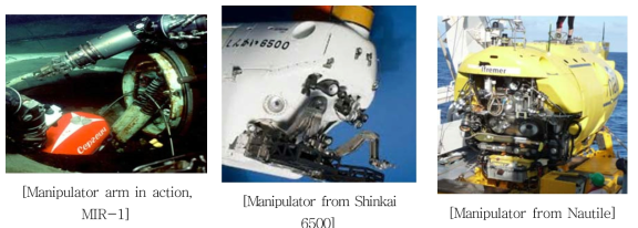 Manipulator shapes of deep sea submersible