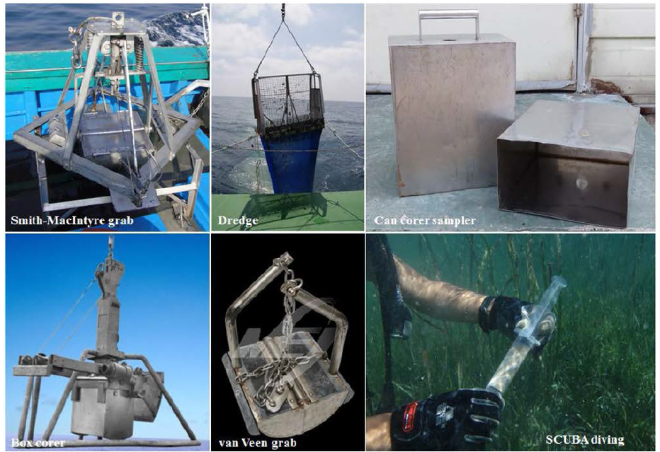 해양저서생물 시료 확보에 사용되는 채집 장비
