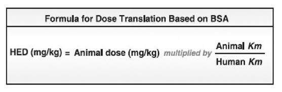 Fomula for dose translation based on BSA.