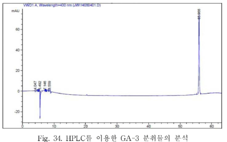 HPLC를 이용 한 GA-3 분취물의 분석