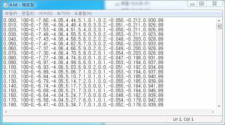 파일로 저장된 센서 출력 데이터