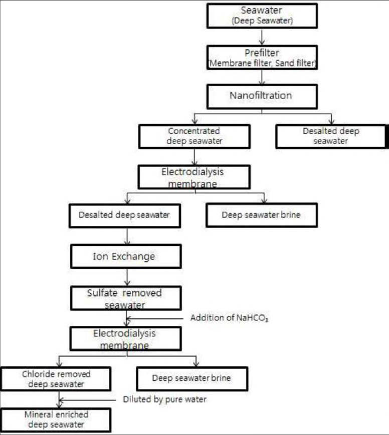해수 중 음이온 제거 및 탄산이온 전환을 이용한 미네랄 농축수 제조 방법