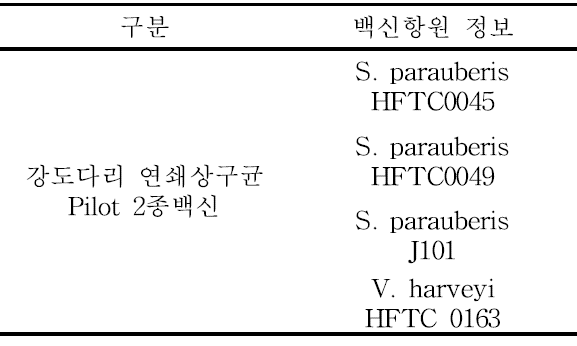 2종 Pilot 시험백신 정보