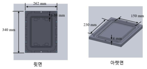 해석용 모델(해자)의 외곽치수 (윗면, 아랫면)