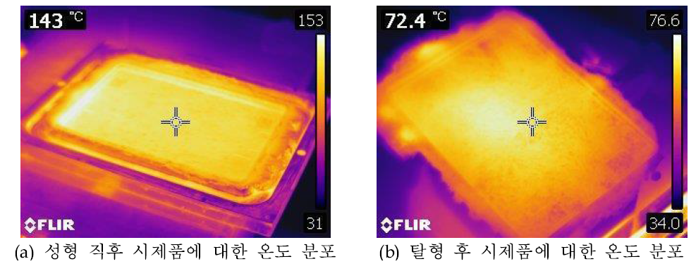 탈형 시 성형품의 온도측정 사진