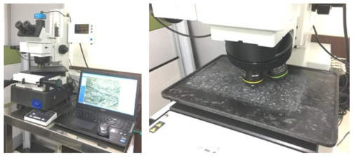광학 현미경 장비와 측정사진