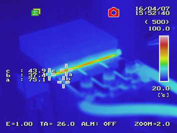 고반복(15Hz)레이저 발진시 열화상 측정사진