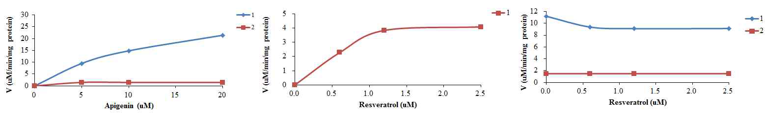 Resveratrol에 의한 UGT1A1의 apigenin glucuronidation 반응속도