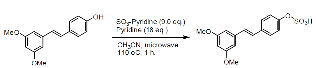 Pterostilbene 대사체 (pterostilbene sulfate) 합성
