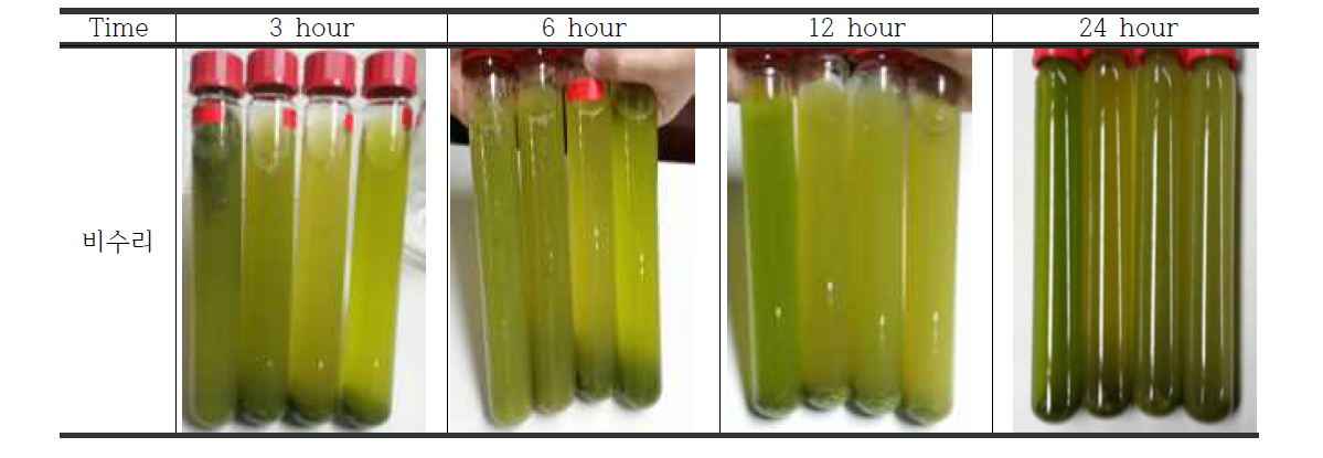 Appearance of Lespedeza cuneata extracts * Ethanol concentration of 0%, 20%, 40%, and 60% (from left)