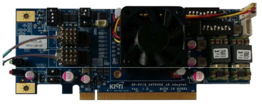 Samtec Firefly 광모듈을 탑재한 Gen3 PEX8749 PCIe x8 카드 실물