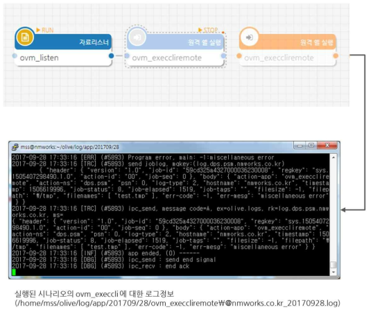 ovm_execcliremote 사용 시나리오 로그 화면