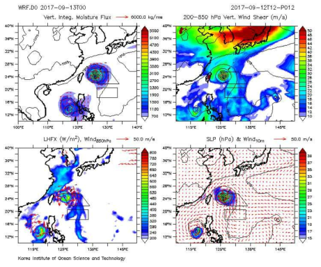 2017년 9월 13일의 WRF 모델 예측결과
