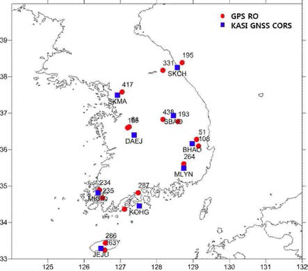 천문연구원 GNSS 상시관측소 주변의 2014년 RO(16개)