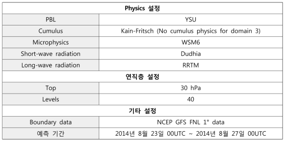 2014년 8월 호우 사례를 위한 WRF 실험 설정
