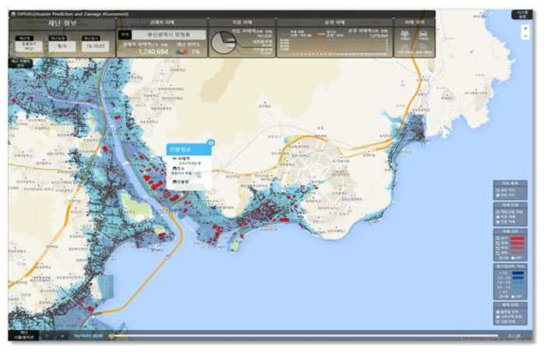 부산시 건물 단위 침수 모의 기반 운영 피해 추정 결과