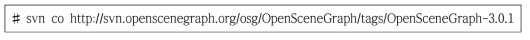 Checking out OSG 3.0.1 from SVN repository