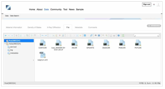 Screen of the file management