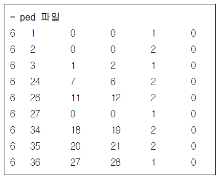 복잡한 가족 구성의 pedigree 파일