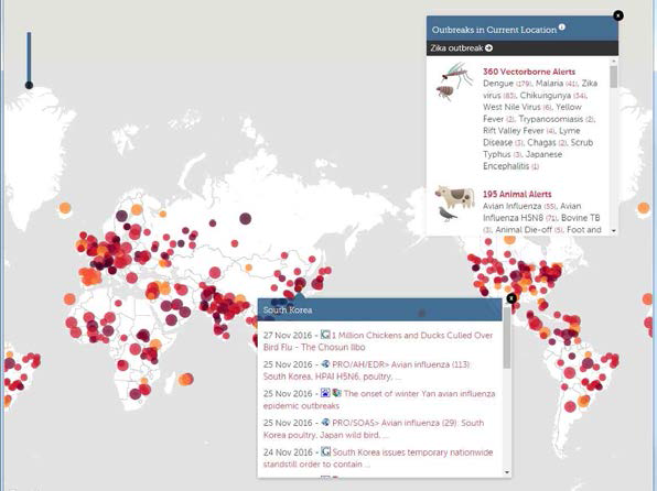 Global health map system: HealthMap