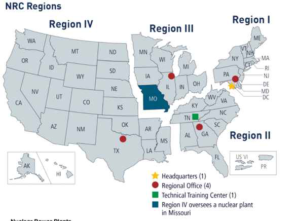 미국 원자력규제위원회(NRC) 지역사무소 및 교육훈련센터
