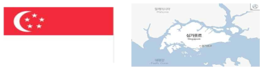 싱가포르 국기 및 지도