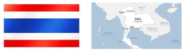 태국 국기 및 지도