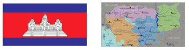 캄보디아 국기 및 지도