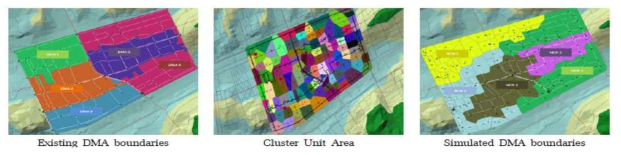 Change from existing to simulated DMA boundaries with cluster unit area applied.