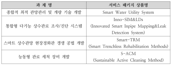 연구개발 성과의 사업화·상용화를 위한 서비스 패키지 상품명