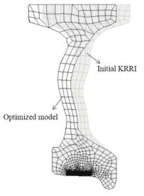 초기 KRRI형상과 반응 표면모델로 예측한 2차원 최적형상 비교