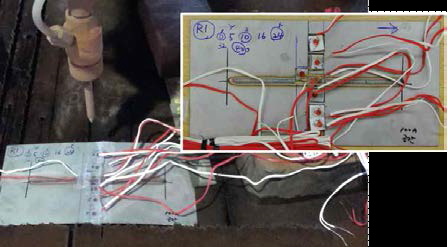 Water jet cutting of strain gauge attached welded specimens