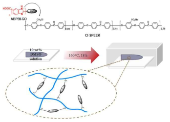 Cl-SPEEK고분자와 ABPBI-GO의 in-situ casting 가교 모식도