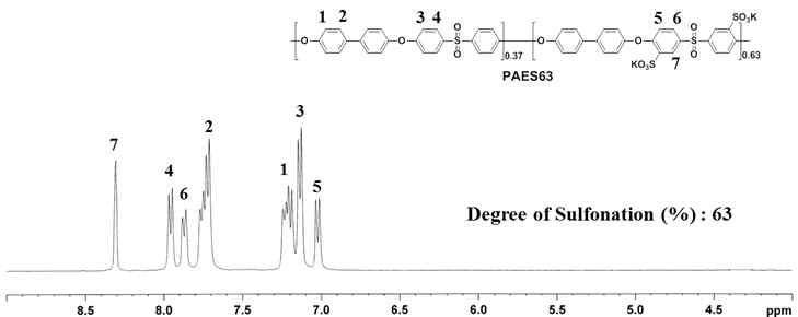 PAES63 고분자의 1H-NMR 데이터