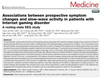 Kim et al., Associtation between prospective symptom changes and slow-wave activity in patiens with Internet gaming disorder: