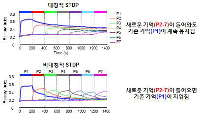 STDP 학습 규칙에 따른 저장된 기억의 지속성 및 견고성 측정