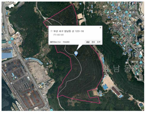 산사태 GIS 데이터 위치 정확도 ‘3 등급’ 예시