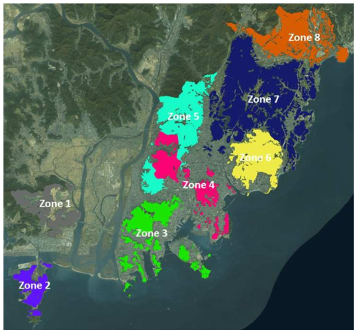 부산지역 8개 침투 권역