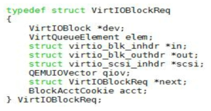 virtblk_req와 VirtIOBlockReq의 구조체