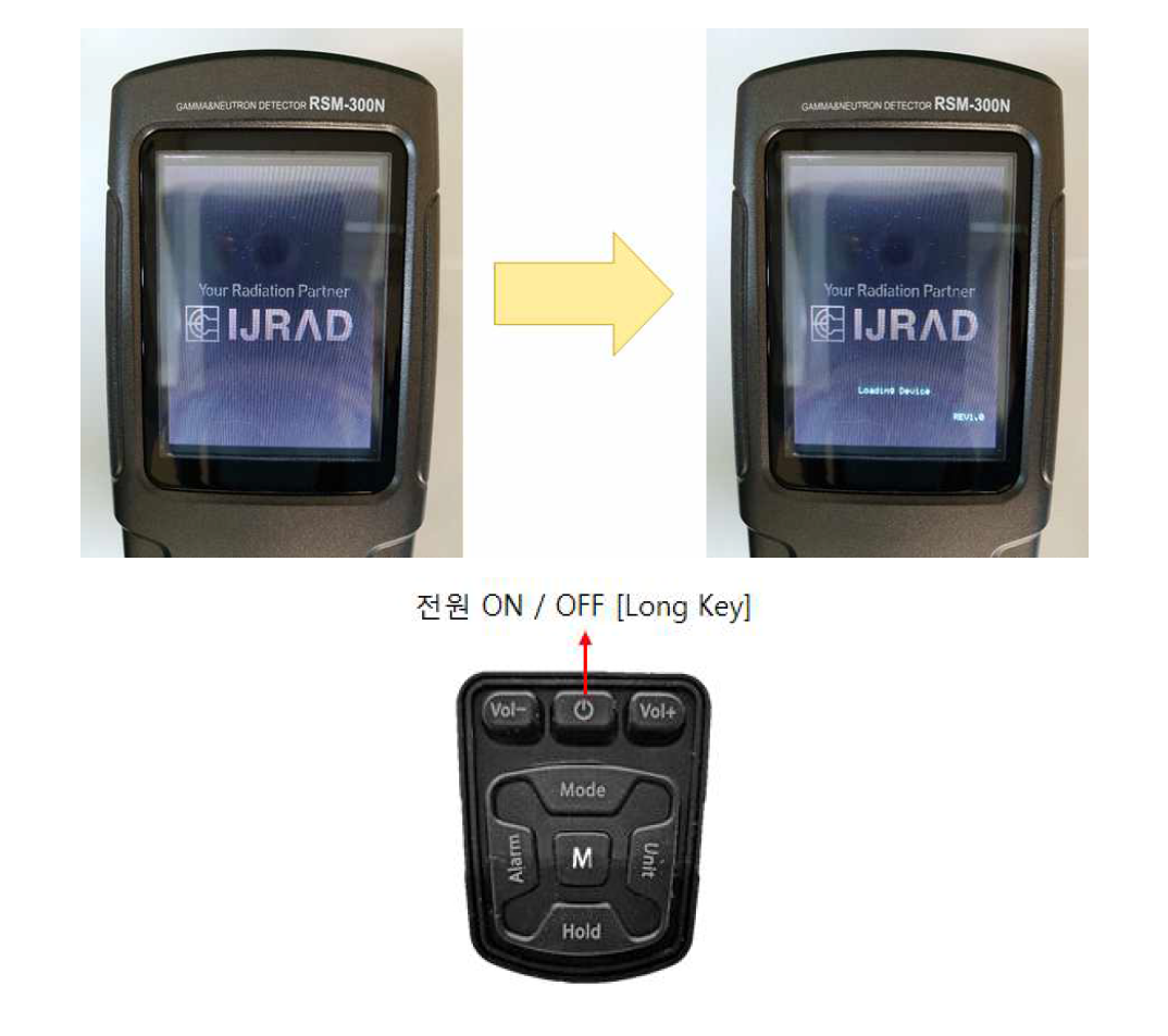 RSM-300N의 초기 동작화면 → 디바이스 동작 표시와 버전을 표시