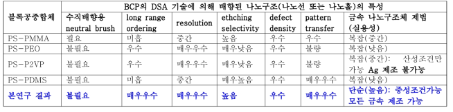 차세대 리소그래피용 BCP의 화학적 구조와 나노구조의 특성