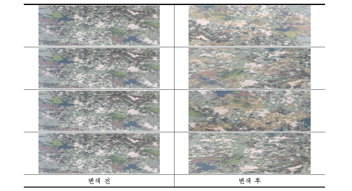 현 사계절 군복지 감온색소 적용을 위한 패턴 선정