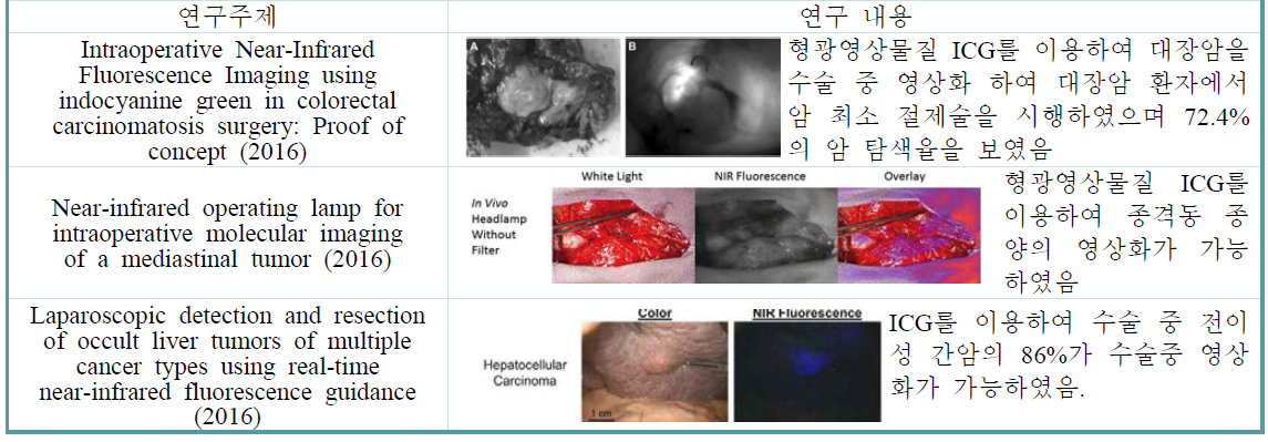 임상적용 된 영상유도 최소 절제 암 수술 기법을 개발의 국내외 연구동향