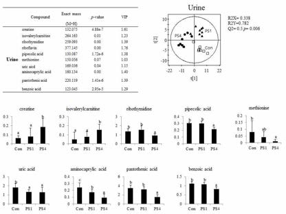 Metabolomic analysis of urine from rats with different salt intake.