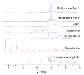 리포좀의 구성성분 및 Proliposome의 PXRD 패턴