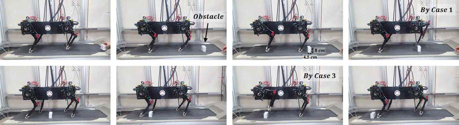 개발된 알고리즘을 적용한 사족 보행 로봇 보행 실험