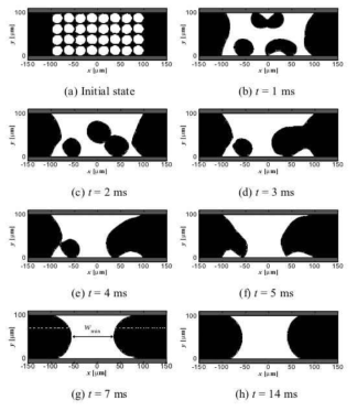 Time evolution of LMPA filler at Vf=60% and μ=0.19kg/m·s for hybrid ICA composites.