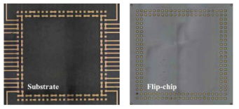 Configuration of test flip-chip and substrate board.